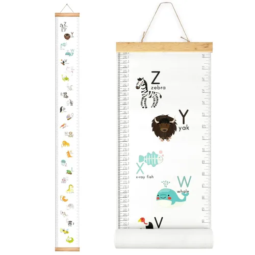 Vista 15 de Tabla de crecimiento de altura para bebés Regla colgante de pared de Mibote para niños, tabla de crecimiento de altura extraíble en lona 2 m x 20 cm