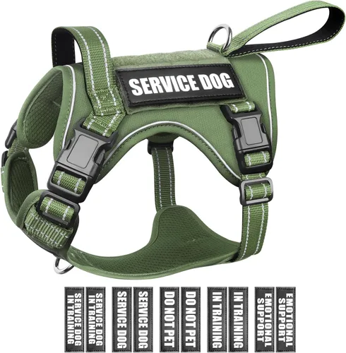Vista 12 de WINSEE Arnés táctico para perro, arnés sin tirones para perros medianos y grandes con asa y Molle, arnés de servicio militar para perros pequeños