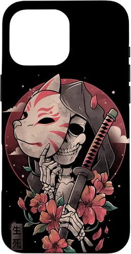 Vista 19 de iPhone 16 Death Messenger Japanese Aesthetics Grim Reaper Kitsune Mask Case