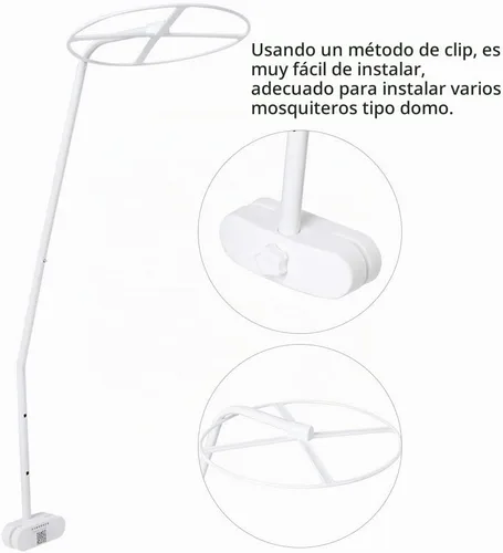 Vista 3 de Haofy Soporte de red para cama, soporte de red ajustable con clip para cuna, soporte para toldo de cuna, accesorios de red para cuna para cama