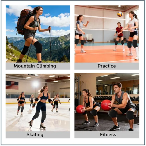 Vista 7 de 14 pares de rodilleras de voleibol, medianas, negras, suaves, transpirables, para hombres y mujeres, bailarines, yoga, correr, fútbol, patinaje