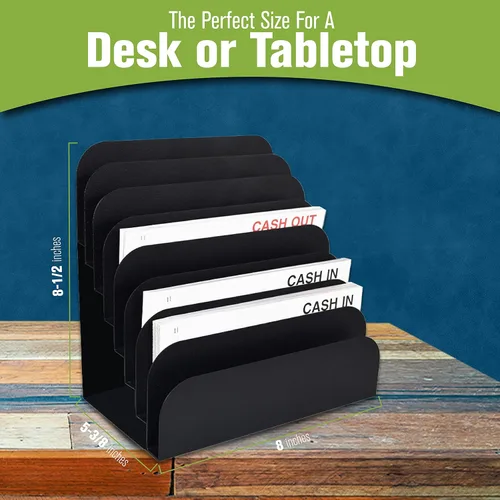 Vista 5 de BankSupplies STEELMASTER - Estante de acero para cajero, organizador de 8 ranuras para archivos y escritorio, organizador de papel, acabado