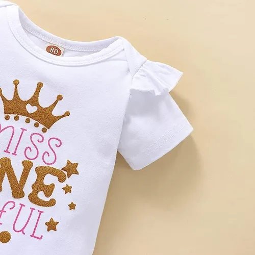 Vista 6 de Conjunto de ropa para bebé niña de primer cumpleaños con falda tutú con diadema