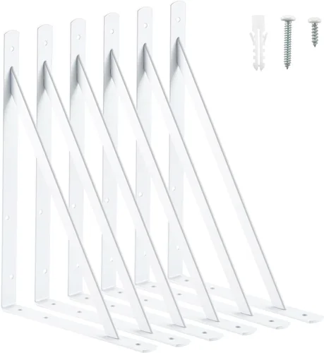 Vista 18 de HOME MASTER HARDWARE Soportes de estante de 10 x 8 pulgadas, soporte de ángulo de pared triangular de 90 grados en L para estantes flotantes, Negro