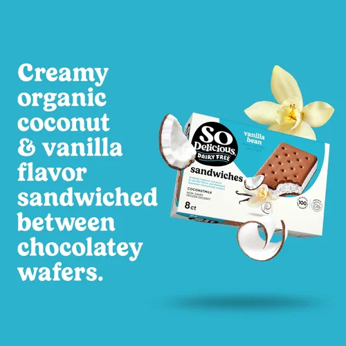 Vista 3 de So Delicious Sándwiches de postre congelados de vainilla de coco sin lácteos, 8