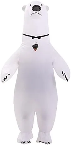 Vista 8 de ZISUEX Disfraz inflable de oso polar disfraz inflable de Halloween traje de fiesta juego de cosplay disfraz de oso polar regalo de Navidad oso polar