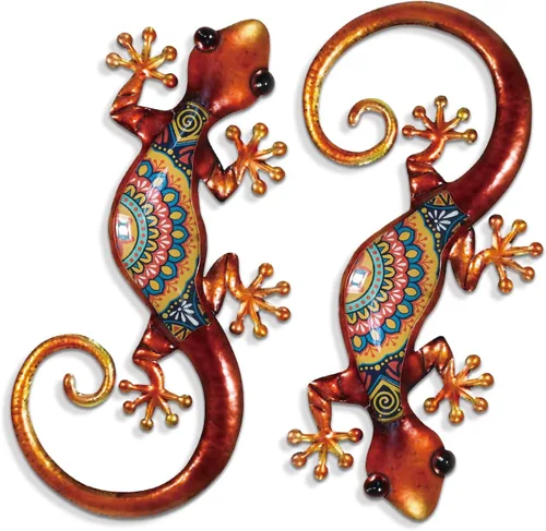Vista 10 de LIFFY Metal Gecko Wall Decor 2 Pack, Outdoor Lizard Wall Art, Metal Lizards Wall Decor, Gecko Wall Art for Home Garden Yard Fence (15 inch)