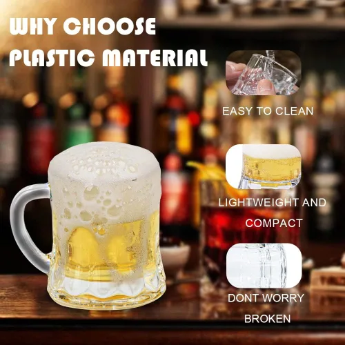 Vista 5 de Mini vasos de chupito de cerveza con asas para fiesta, 2.16 pulgadas de alto, 2 onzas (6, vaso)