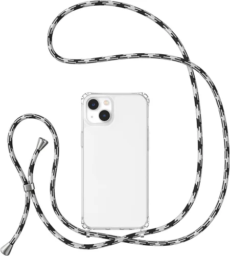 Vista 13 de UEEBAI Funda de teléfono con cordón cruzado para iPhone 14 de 6.1 pulgadas, funda de silicona con correa ajustable para collar, correa suave