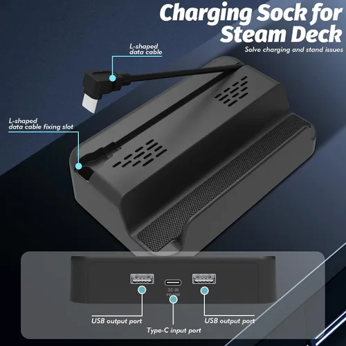 Vista 6 de Ermorgen Base de carga compatible con plataforma de vapor, soporte de base de soporte, carga rápida original de 45 W PD con almohadilla de silicona