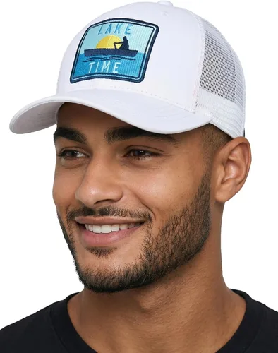 Vista 22 de Funky Junque Gorra de béisbol para hombre y mujer, diseño de camionero, con cierre de malla, ajustable, retro, transpirable Birdie Blitz - Beige