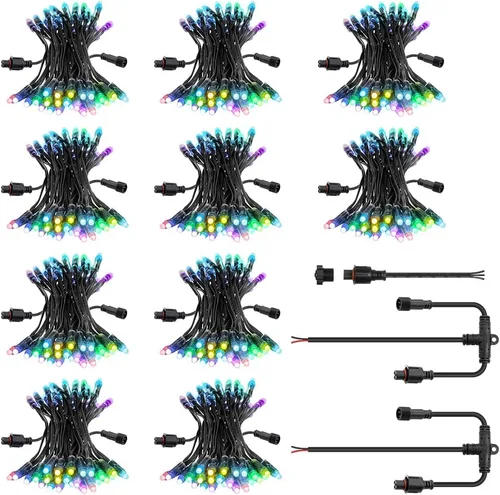 Vista 10 de ALITOVE WS2811 - Luces LED de píxeles de 12 V con xConnect RGB direccionables Bullet Pixels Cadena de luces 100 piezas IP68 impermeable 0.472 in