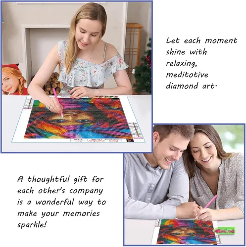 Vista 8 de SKRYUIE Kits de pintura de diamantes de Papá Noel 5D – Kits de arte de diamantes para adultos Navidad, taladro redondo completo, punto de cruz