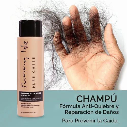 Vista 7 de Sunny Isle Pure Chebe Extreme Champú Hidratante 12oz, Anti-Breakage