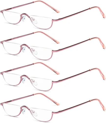 Vista 10 de Gafas de Lectura de Media Montura - 4 Pares de Gafas con Marco de Metal de Media Montura con Bisagra de Resorte Lectores para Hombres y Mujeres