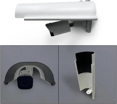 Vista 3 de KENUCO Cubierta de sombra de lluvia solar compatible con cámaras de seguridad al aire libre, material de aleación de aluminio, color blanco