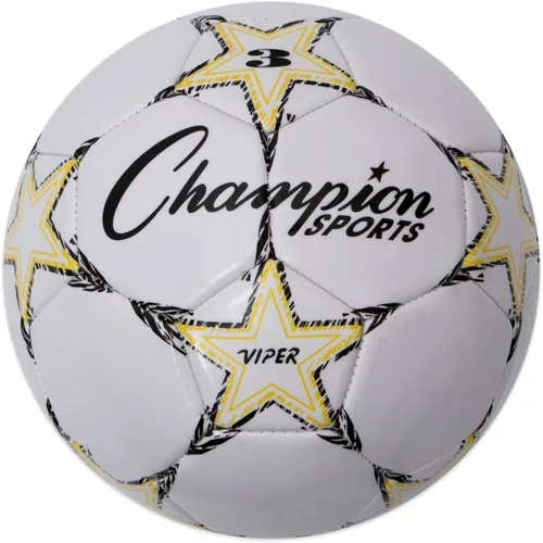 Vista 2 de Champion Sports Viper Balón de fútbol, tamaño 3, color amarillo/negro/blanco, pelota de baloncesto oficial, resistente, estilo profesional, talla 7