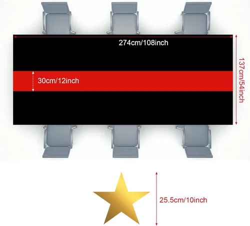 Vista 3 de Mixweer Mantel de noche de película, 3 piezas, cubierta de plástico con temática de película, mantel rectangular negro y rojo con papel dorado