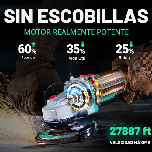 Vista 2 de DCA Amoladora angular inalámbrica de 20 V 4-1/2 pulgadas, motor sin escobillas de 8500 RPM, amoladora angular de potencia
