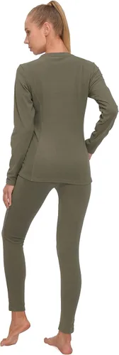 Vista 3 de Little Donkey Andy Conjunto de ropa interior térmica con forro polar para mujer, capa base, largo Johns para clima frío