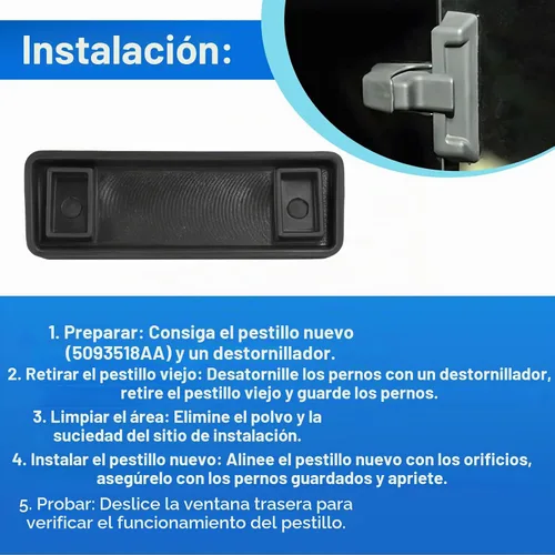 Vista 5 de CULMKARI Pestillo deslizante trasero para Ram 1500-5500 2002-2010, sustituye a 5093518AA