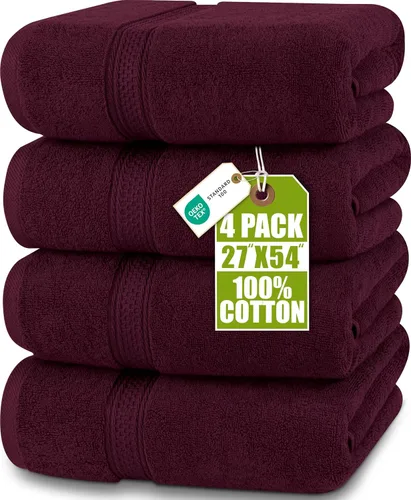 Vista 21 de Toallas de baño de algodón de lujo de 700 GSM (4 unidades, 27 x 54 pulgadas) por Utopia, Beige