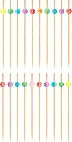 Vista 15 de OGGI Palitos de cóctel de bambú, 50 piezas, palillos de Martini de bambú, brochetas de cóctel de madera reutilizables, palitos de Martini