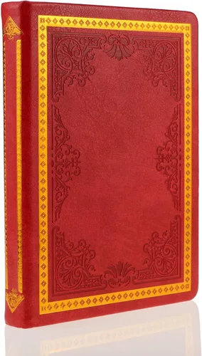 Vista 9 de Mazeran Diario vintage, tapa dura de piel sintética, cuaderno de escritura retro en relieve, agenda personal con forro universitario, 5.5 x 7.7