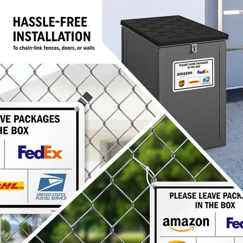 Vista 4 de SmartSign 7 x 10 pulgadas "Por favor, deje los paquetes en la caja - Amazon, FedEx, UPS, USPS" Letrero de instrucciones de entrega de metal