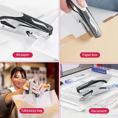 Vista 4 de Engrapadora resistente con 1000 grapas y removedor de grapas, capacidad de 20 hojas, grapadora de escritorio de oficina para engrapar el hogar