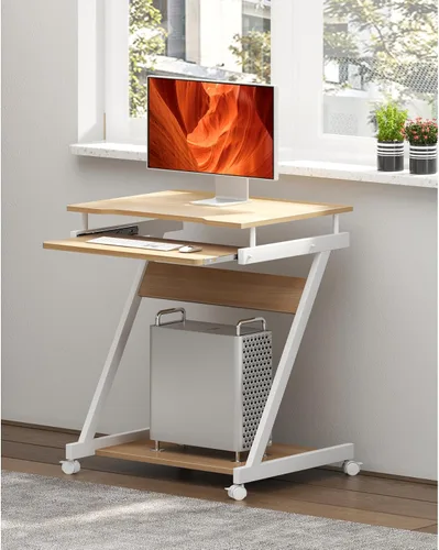 Vista 9 de Carrito de escritorio portátil compacto para computadora para espacios pequeños, estación de trabajo de trabajo, carrito de computadora portátil