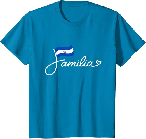 Vista 52 de El Salvador Familia - Camiseta con texto en inglés "La Familia de la Bandera Salvadoreña