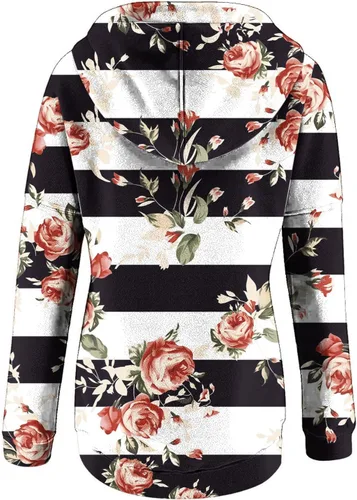 Vista 37 de Sudaderas con capucha para mujer, con cuello de botón, sin botones, con cordón, manga larga, lindas, ropa para adolescentes y niñas