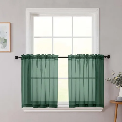 Vista 270 de 2 paneles de cortinas traslúcidas blancas para dormitorio, sala de estar, 96 pulgadas de largo, modernas, suaves, ligeras, con bolsillo para barra