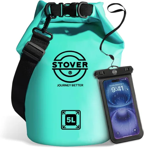 Vista 10 de STOVER 5/10/25/30/40/55L Waterproof Dry Bag- Roll-Top Backpack w/Phone Case- Kayaking, Hiking, Camping, Boating- Men/Women