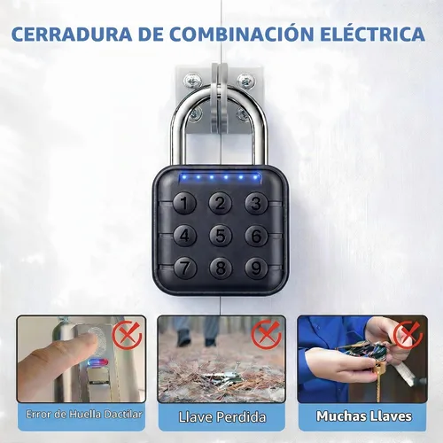 Vista 6 de Candado de combinación: cerradura de combinación con código de 6 dígitos, candado digital con entrada sin llave, cerradura de aleación de zinc