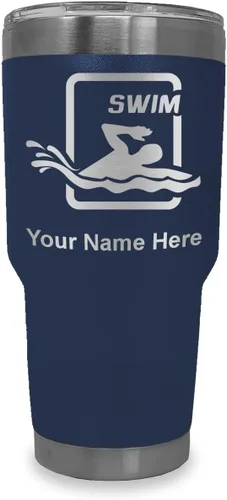 Vista 15 de LaserGram Vaso aislado al vacío de 20 onzas, para natación, grabado personalizado incluido (negro) Engraved Gift for Swimmers, Vacuum Insulated