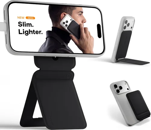 Vista 11 de MOFT Soporte de trípode para teléfono para iPhone, soporte para iPhone multiángulo, soporte para teléfono ligero y portátil, imanes fuertes, cuero