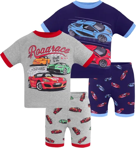 Vista 34 de DAUGHTER QUEEN - Pijama para niños de 4 piezas, conjunto corto 100 % algodón, talla 18 meses-12 años Soft, Breathable, Lightweight, Comfortable