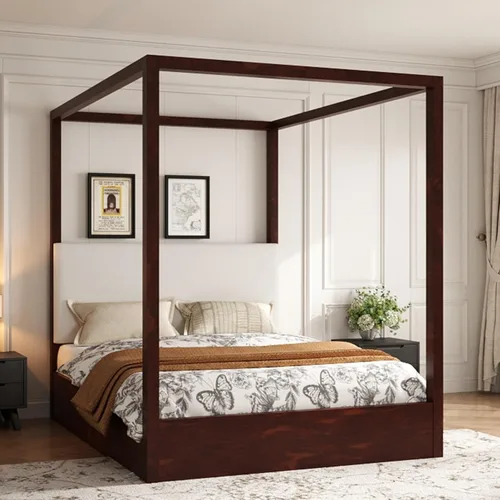 Vista 31 de Wood Canopy Platform Bed Full with Headboard, Trundle and 3 Drawers Negro-8.1