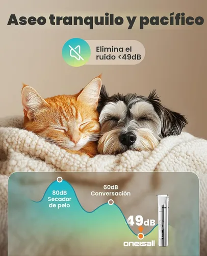 Vista 3 de oneisall Kit de aseo para perros 4 en 1 con pantalla LCD, cortadora de pelo para perros con amoladora de uñas para patas, recargable, inalámbrico