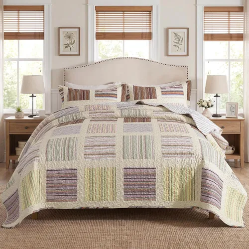 Vista 41 de HoneiLife - Juego de cama de dos piezas, tamaño individual, de microfibra, reversible, de retazos, estilo floral, todas las estaciones