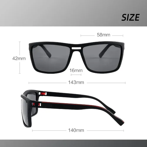 Vista 7 de Leaead Polarized Sunglasses for Men TR90 Rectangular Frame UV400 Protection Driving Mens Sun Glasses