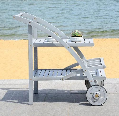 Vista 6 de Safavieh Outdoor Collection Lodi - Carrito de té, gris lavado