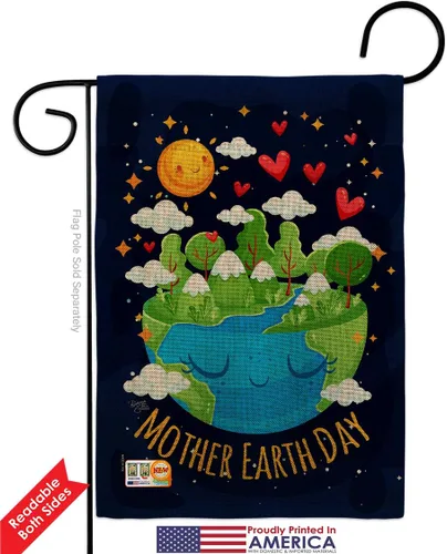Vista 2 de Breeze Decor - Bandera inspiradora de la madre tierra para jardín, colección de expresión, planeta, paz, medio ambiente, concienciación, pequeño