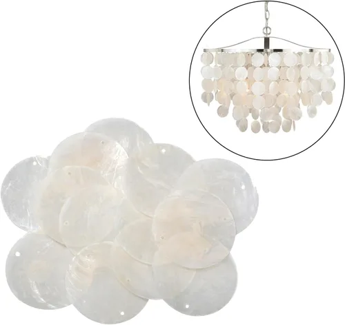 Vista 3 de 60 unidades de conchas redondas Capiz, conchas marinas naturales redondas de 2 pulgadas con 2 agujeros, piezas de conchas blancas para campanillas