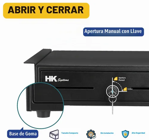 Vista 6 de HK SYSTEMS Cajón de efectivo resistente negro de 13 pulgadas con apertura "Push", 4B5C con soporte de metal para montaje debajo del mostrador