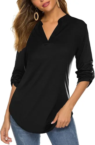 Vista 28 de Halife Blusa de trabajo con cuello en V y manga 3/4 enrollable, estampado c-army verde