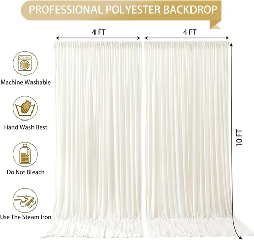 Vista 5 de Cortinas de Fondo Beige - Cortinas de Poliéster Sin Arrugas para Fotografía, Cortinas de Fondo para Fiestas, para Decoraciones de Baby Shower