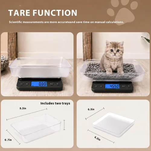 Vista 5 de MEIYA Pequeña báscula digital para mascotas, escala de animales pequeños de alta precisión de 11.0 lbs/0.00 oz con carga USB, pantalla LCD